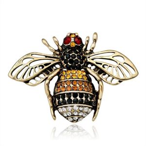 Bronze and Rhinestone Bee Brooch